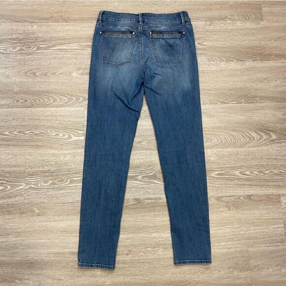 WHBM White House Black Market Leather Trim Light Blue Skinny Denim Jeans - Picture 7 of 10